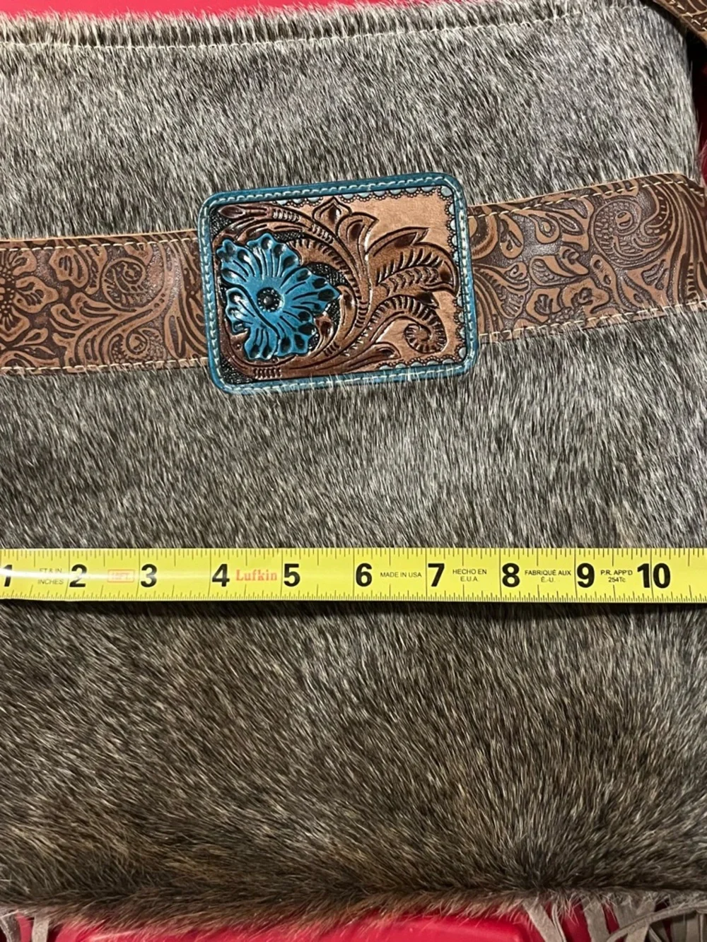 Myra Bag Hair-on-Leather Fringe Crossbody Western Boho Purse - Festival Rodeo - Picture 6 of 9